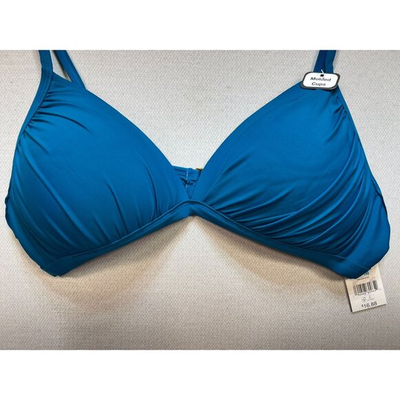 Time And Tru Women's Ruched Padded Swim Bikini Top Lightweight Size XL Blue NWT - Picture 9 of 13